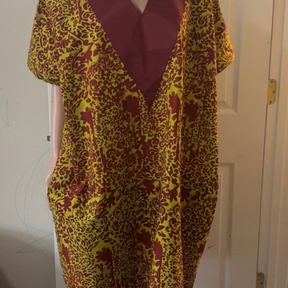 Naomi Beautiful Ankara Tie And Die Dress Yellow and Red Patterned Dress